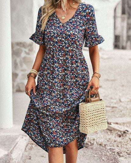 Floral V-Neck Bohemian Summer Dress