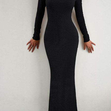 Chic Long Sleeve Square Neck Knit Dress for Women - Perfect for Any Occasion