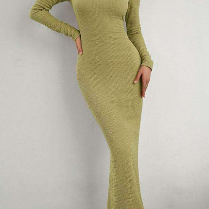 Chic Long Sleeve Square Neck Knit Dress for Women - Perfect for Any Occasion