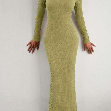 Chic Long Sleeve Square Neck Knit Dress for Women - Perfect for Any Occasion