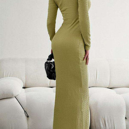 Chic Long Sleeve Square Neck Knit Dress for Women - Perfect for Any Occasion