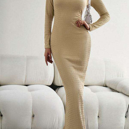 Chic Long Sleeve Square Neck Knit Dress for Women - Perfect for Any Occasion