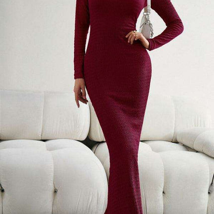 Chic Long Sleeve Square Neck Knit Dress for Women - Perfect for Any Occasion