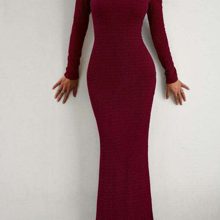 Chic Long Sleeve Square Neck Knit Dress for Women - Perfect for Any Occasion