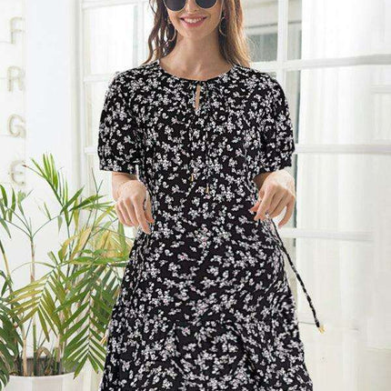 Spring Blossom Puff Sleeve High Waist Dress - Effortless Elegance for Every Occasion