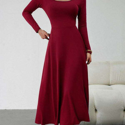 Chic Long Sleeve Fit and Flare Dress for Women