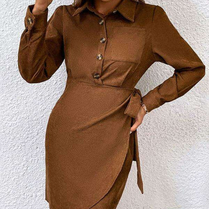 Lapel Corduroy Dress - Timeless Elegance for Every Occasion
