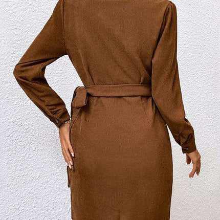 Lapel Corduroy Dress - Timeless Elegance for Every Occasion