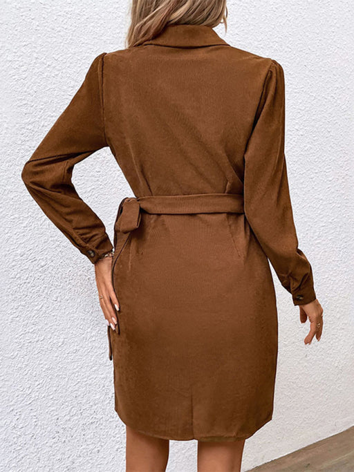 Corduroy Lapel Dress - Versatile Women's Style Essential