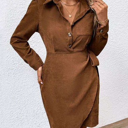 Lapel Corduroy Dress - Timeless Elegance for Every Occasion