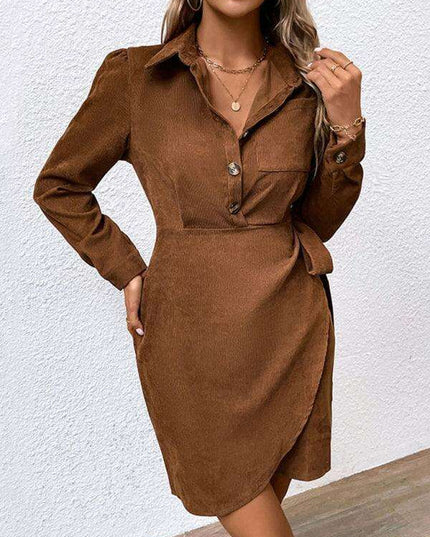 Lapel Corduroy Dress - Timeless Elegance for Every Occasion