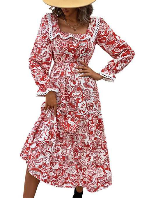 Chic Printed Long Sleeve Dress for Women