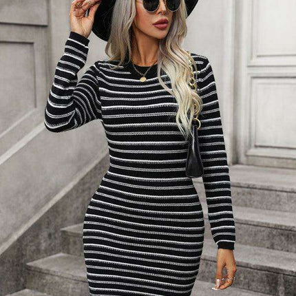 Vibrant Knit Pullover Sweater with Multicolor Stripes