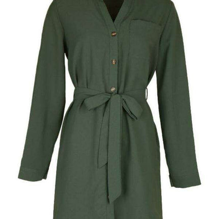 Elegant Long-Sleeved Solid Color Dress for Women