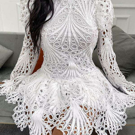 Chic White Lace Elegance: Timeless Dress for Women - Fashionable Statement Piece