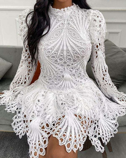 Chic White Lace Elegance: Timeless Dress for Women - Fashionable Statement Piece