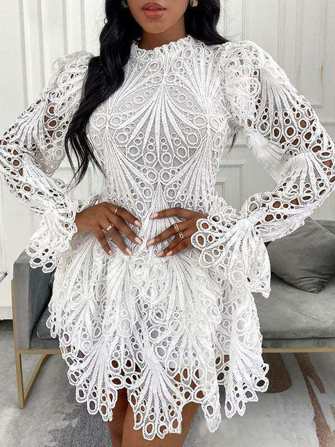 Chic White Lace Elegance: Timeless Dress for Women - Fashionable Statement Piece