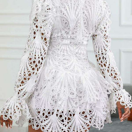 Chic White Lace Elegance: Timeless Dress for Women - Fashionable Statement Piece
