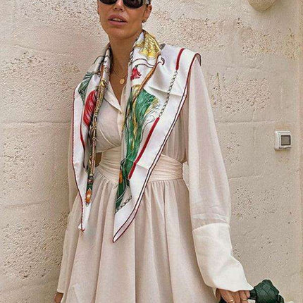 Elegant Lotus Leaf Lapel Dress for Fashion-Forward Women