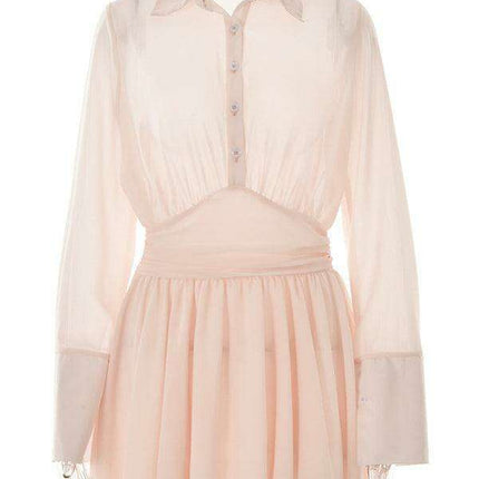 Elegant Lotus Leaf Lapel Dress for Fashion-Forward Women