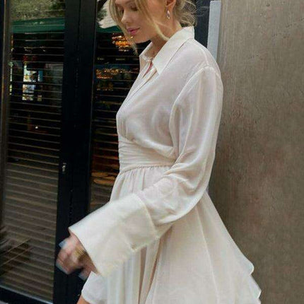 Elegant Lotus Leaf Lapel Dress for Fashion-Forward Women