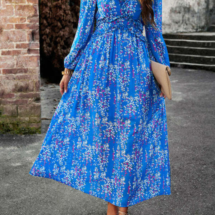 Chic Long Sleeve V-Neck Chiffon Dress - A Stylish Autumn-Winter Must-Have