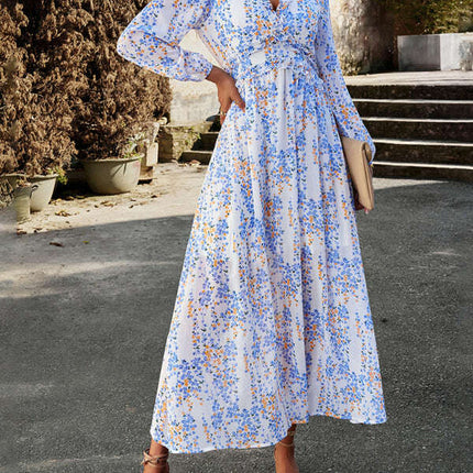 Chic Long Sleeve V-Neck Chiffon Dress - A Stylish Autumn-Winter Must-Have