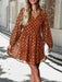 Autumn Elegance: V-Neck Chiffon Long Sleeve Dress for Women