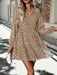 Autumn Elegance: V-Neck Chiffon Long Sleeve Dress for Women