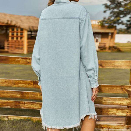 Vintage Chic Distressed Denim Dress - Effortlessly Stylish