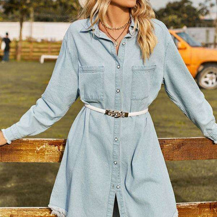 Vintage Chic Distressed Denim Dress - Effortlessly Stylish