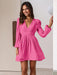 Chic V-Neck Pleated Dress with Long Sleeves - Elevate Your Wardrobe