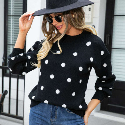Women's Fashion Knit Polka Dot Pullover