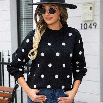 Women's Fashion Knit Polka Dot Pullover