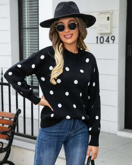 Women's Fashion Knit Polka Dot Pullover