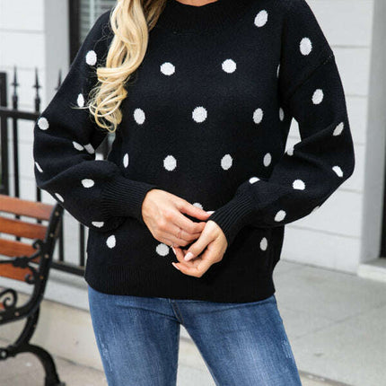 Women's Fashion Knit Polka Dot Pullover