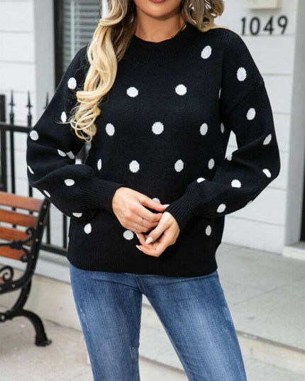 Women's Fashion Knit Polka Dot Pullover