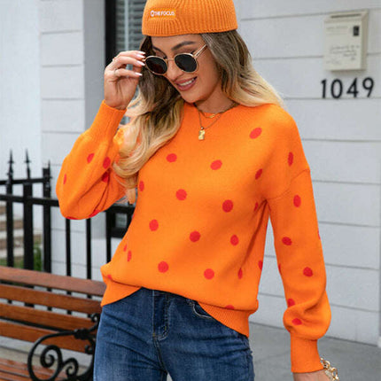 Women's Fashion Knit Polka Dot Pullover