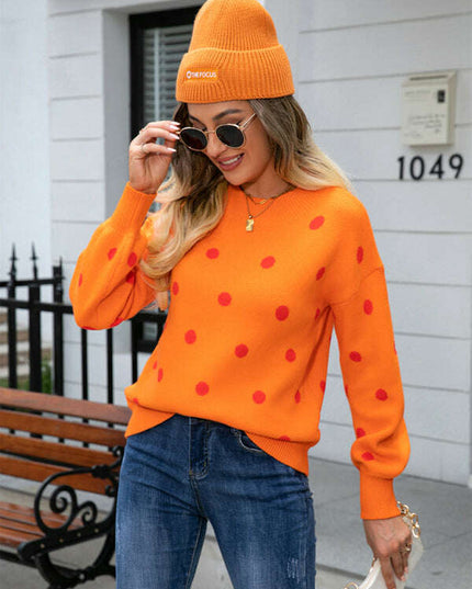 Women's Fashion Knit Polka Dot Pullover
