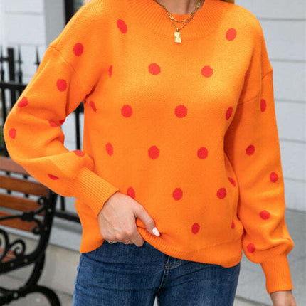 Women's Fashion Knit Polka Dot Pullover