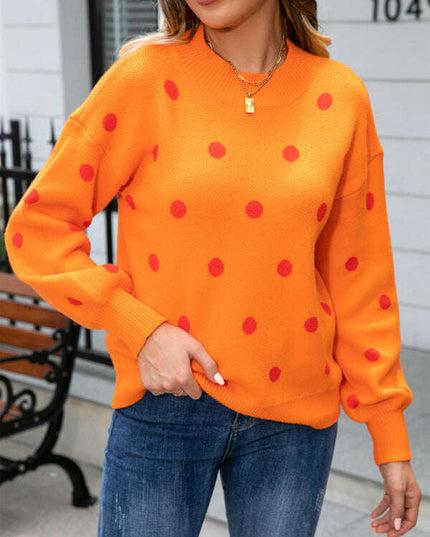 Women's Fashion Knit Polka Dot Pullover