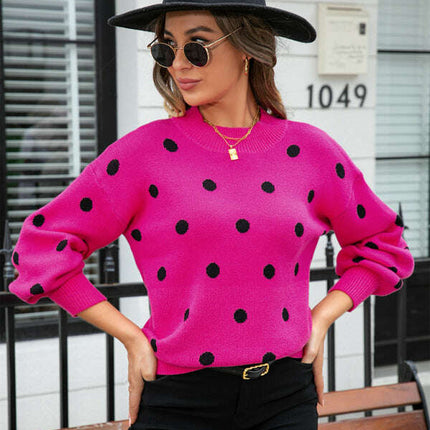 Women's Fashion Knit Polka Dot Pullover