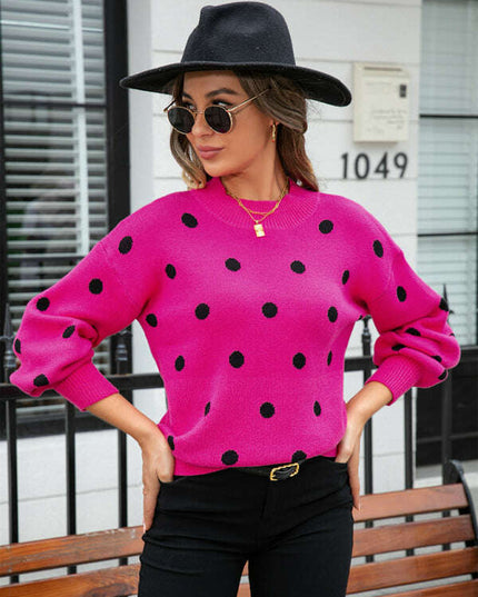 Women's Fashion Knit Polka Dot Pullover