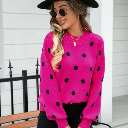 Women's Fashion Knit Polka Dot Pullover