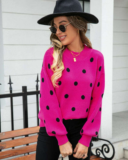 Women's Fashion Knit Polka Dot Pullover