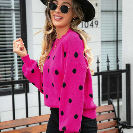 Women's Fashion Knit Polka Dot Pullover
