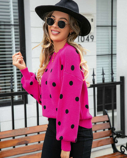 Women's Fashion Knit Polka Dot Pullover