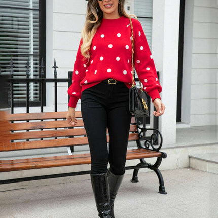 Women's Fashion Knit Polka Dot Pullover