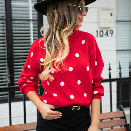 Women's Fashion Knit Polka Dot Pullover