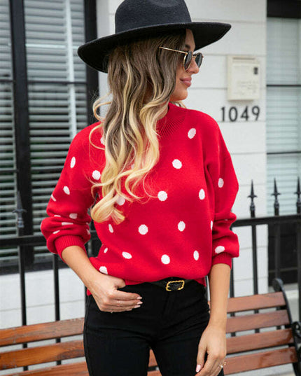 Women's Fashion Knit Polka Dot Pullover